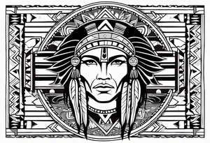 A native American lower arm band that is Aquarius themed and has Comanche Indian symbols tattoo idea