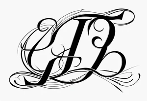 P and an I letters interwoven tattoo art script tattoo idea