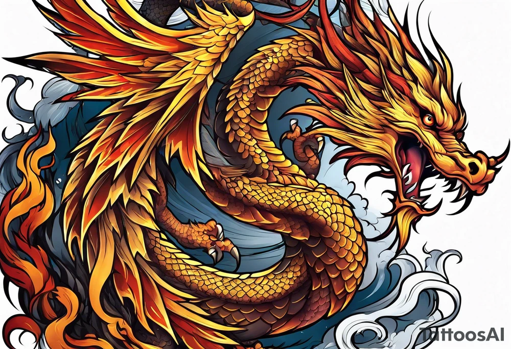 phoenix fighting dragon tattoo idea
