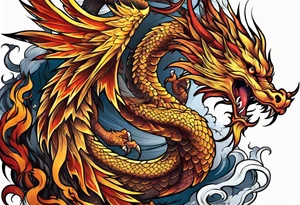 phoenix fighting dragon tattoo idea