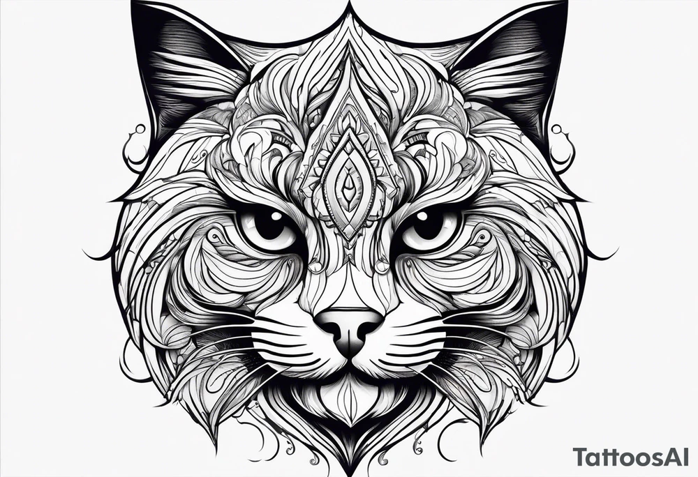 Powerful Himalayan smoosh face cat that is roaring tattoo idea
