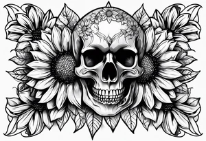Sunflower, skull,
 mental health tattoo idea