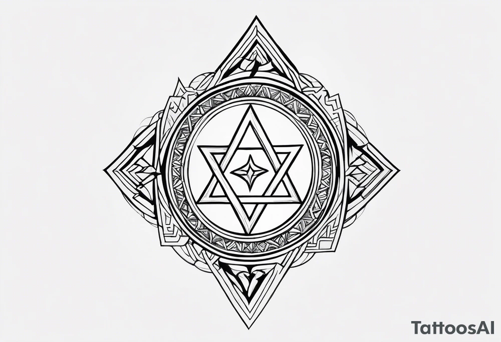 Its a pagan charm of the tetragrammaton to represent powerful the connection God is to Rebecca Sierra as a chosen one designed by God himself with female flair and simple tattoo idea