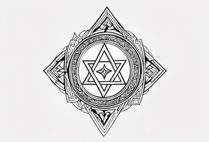 Its a pagan charm of the tetragrammaton to represent powerful the connection God is to Rebecca Sierra as a chosen one designed by God himself with female flair and simple tattoo idea