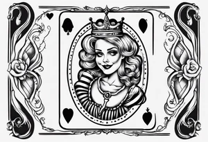 smiling queen of hearts casting a shadow that is sad tattoo idea