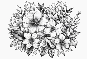 May november December February birth flower bouquet tattoo idea