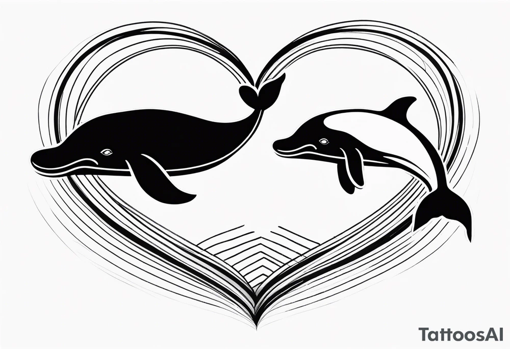 Two cartoon cute whales making heart with tails tattoo idea Two cartoon cute whales making heart with tails tattoo idea