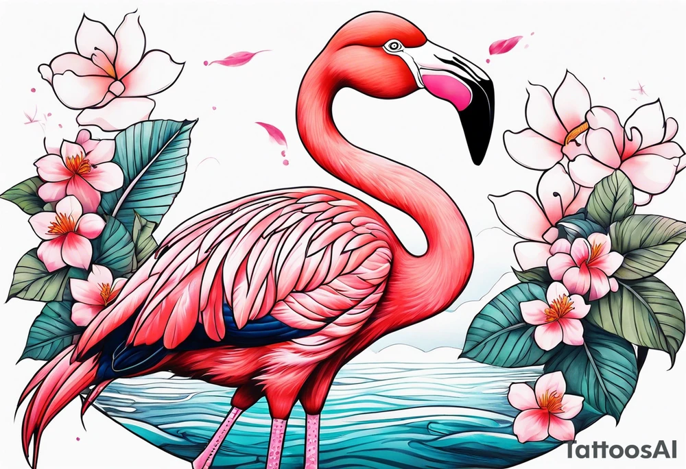 cute flamingo tattoo idea