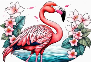 cute flamingo tattoo idea