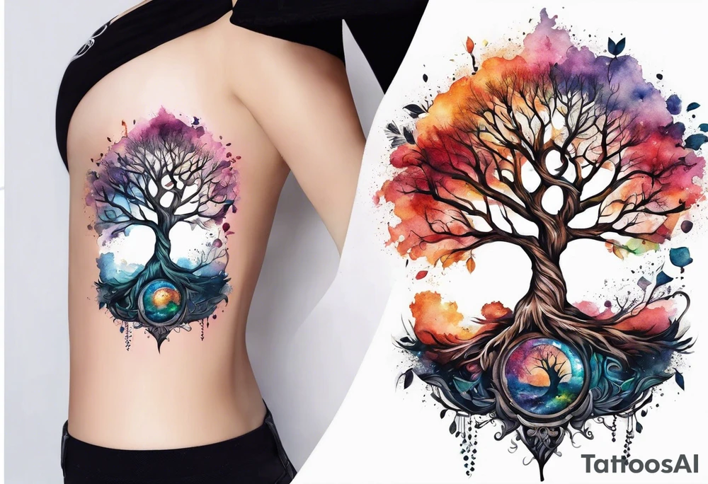 single tree of life season tattoo idea