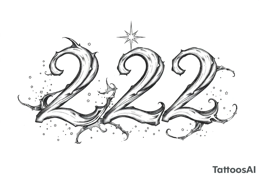 number 222 with stardust tattoo idea