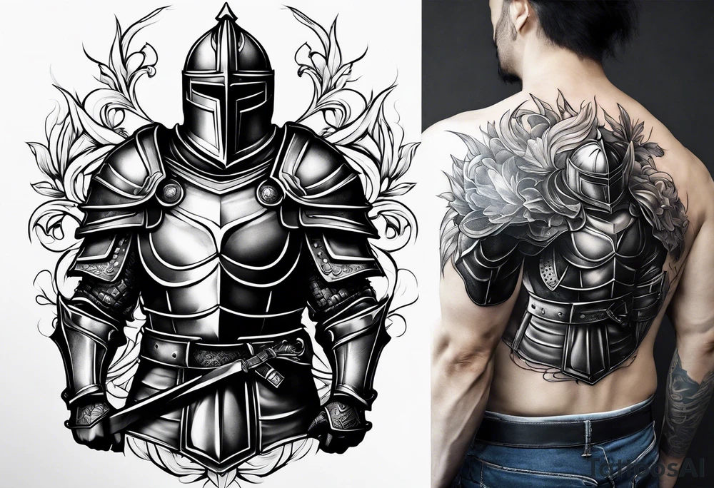 muscular knight tattoo idea