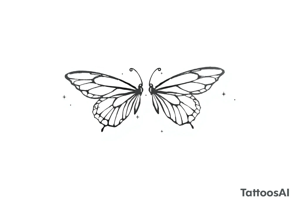 Dainty and fine line basic butterflies with sparkles tattoo idea