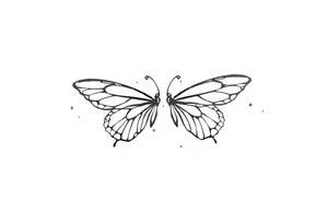 Dainty and fine line basic butterflies with sparkles tattoo idea