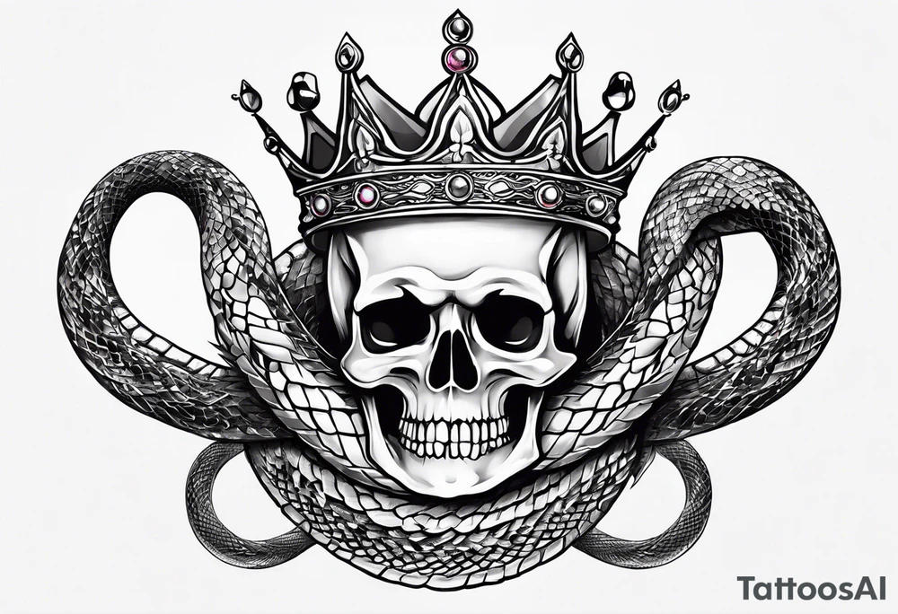 the crown of a queen transforms into snakes tattoo idea