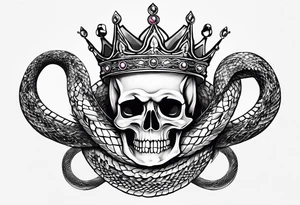 the crown of a queen transforms into snakes tattoo idea