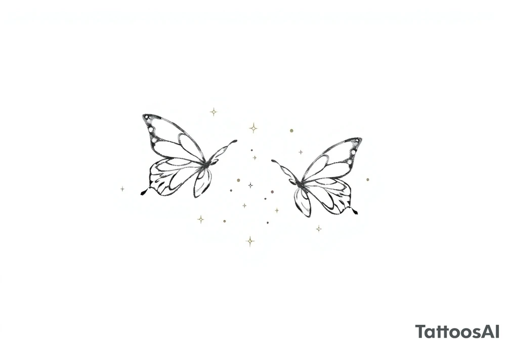 Dainty and fine line basic small butterflies with lots of sparkles tattoo idea