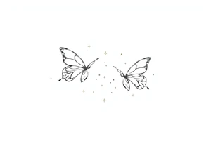 Dainty and fine line basic small butterflies with lots of sparkles tattoo idea