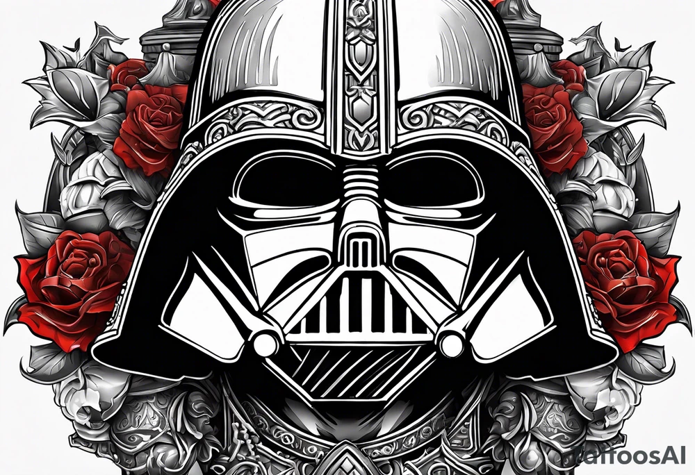 Darth Vader helmet in Roman gladiator style with skulls tattoo idea
