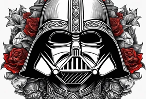 Darth Vader helmet in Roman gladiator style with skulls tattoo idea