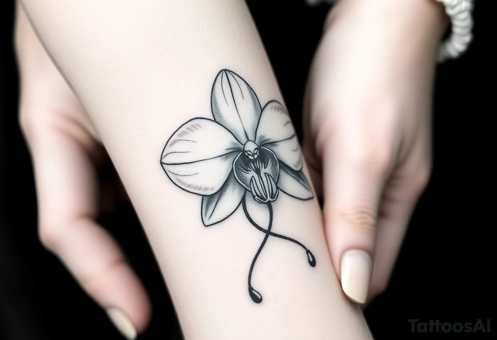 Orchid flower with two butterflies around it tattoo idea