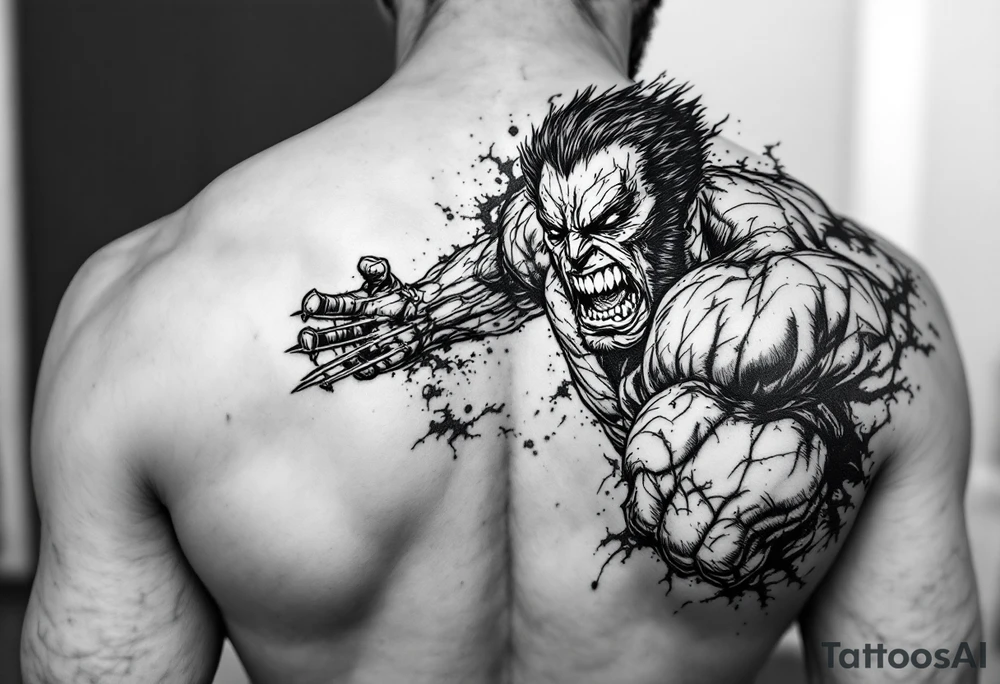 Marvels Wolverine fighting the incredible hulk tattoo idea