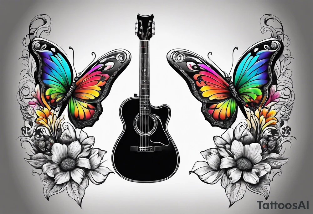 Guitar, butterfly, rainbow, master chief tattoo idea