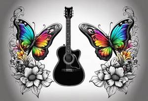 Guitar, butterfly, rainbow, master chief tattoo idea