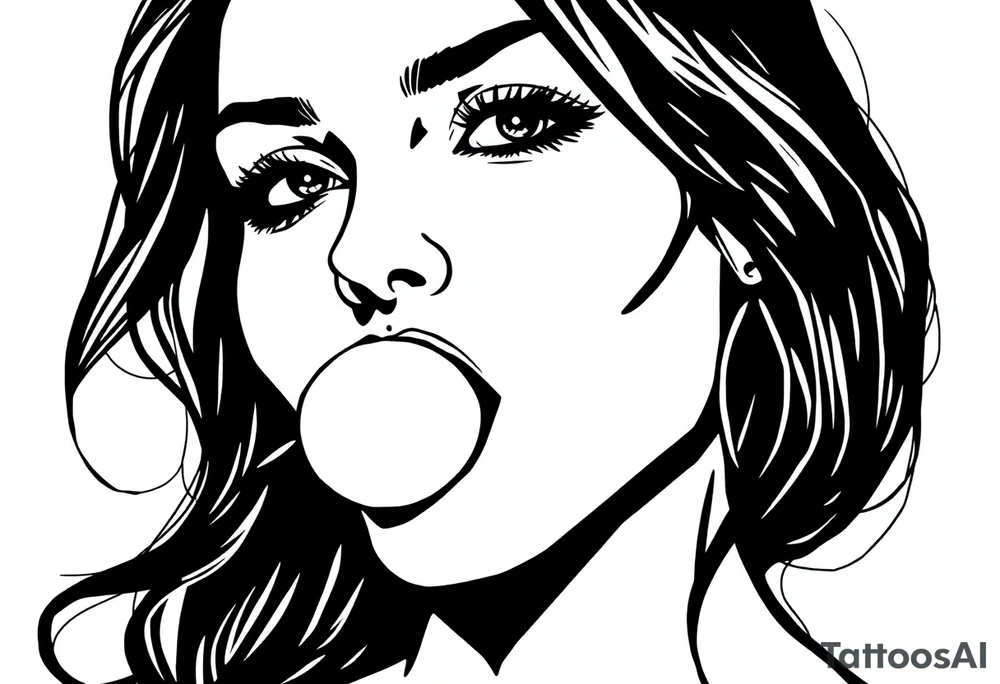 A silhouette stencil style drawing of a sexy woman with a ball gag in her mouth tattoo idea