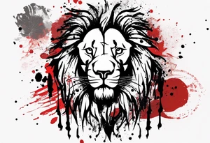 Lion zodiac sign, trash polka tattoo idea