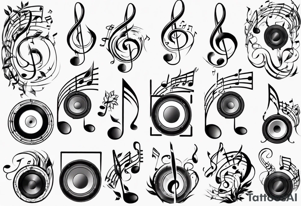 music speaker note tree stave notes tattoo idea