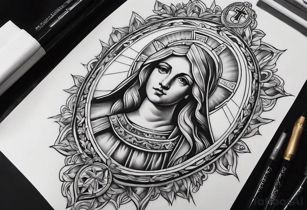 Catholic Church tattoo on my shoulder tattoo idea