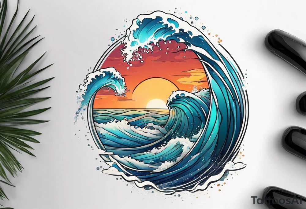 simple wave for outside forearm tattoo idea