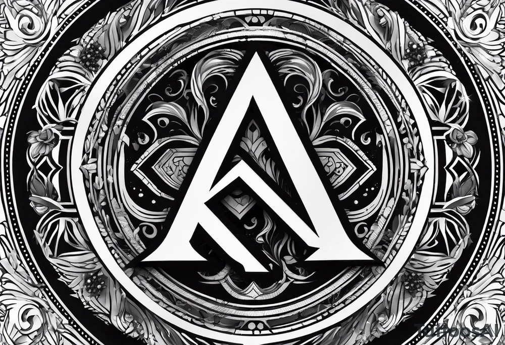 Simplistic symbol large delta inside a circle made with letter K tattoo idea