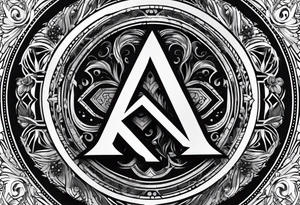 Simplistic symbol large delta inside a circle made with letter K tattoo idea