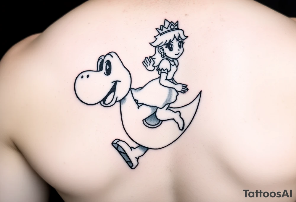 Princess Peach riding Yoshi tattoo idea