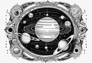 psychedelic representation of the solar system tattoo idea