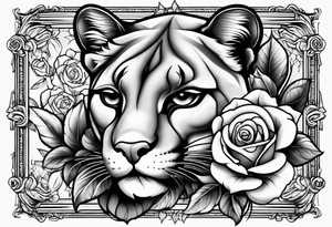Cougar with roses tattoo idea