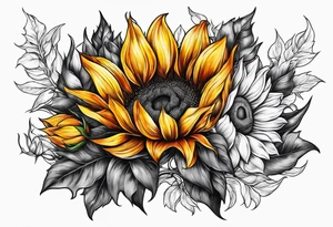 Flower fire an a sunflower tattoo idea