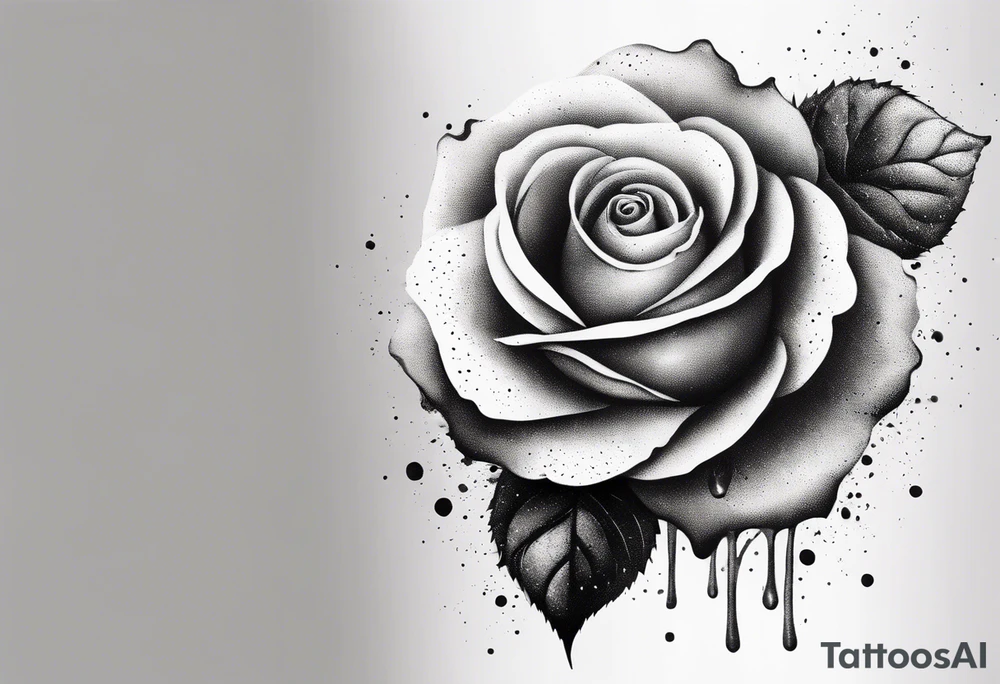 simple rose with ink splash white background tattoo idea