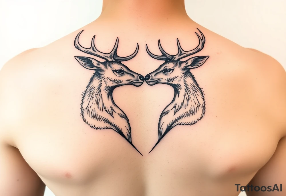 Two deer hitting horns  not kissing  with in a low down stance tattoo idea