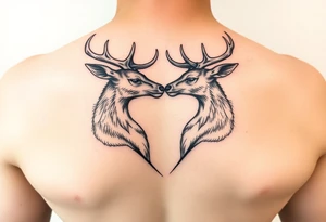 Two deer hitting horns  not kissing  with in a low down stance tattoo idea