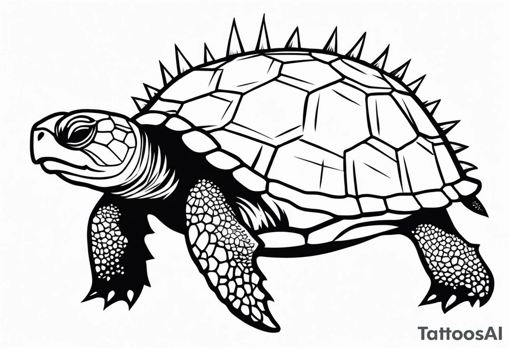 turtle with spikes on its shell tattoo idea