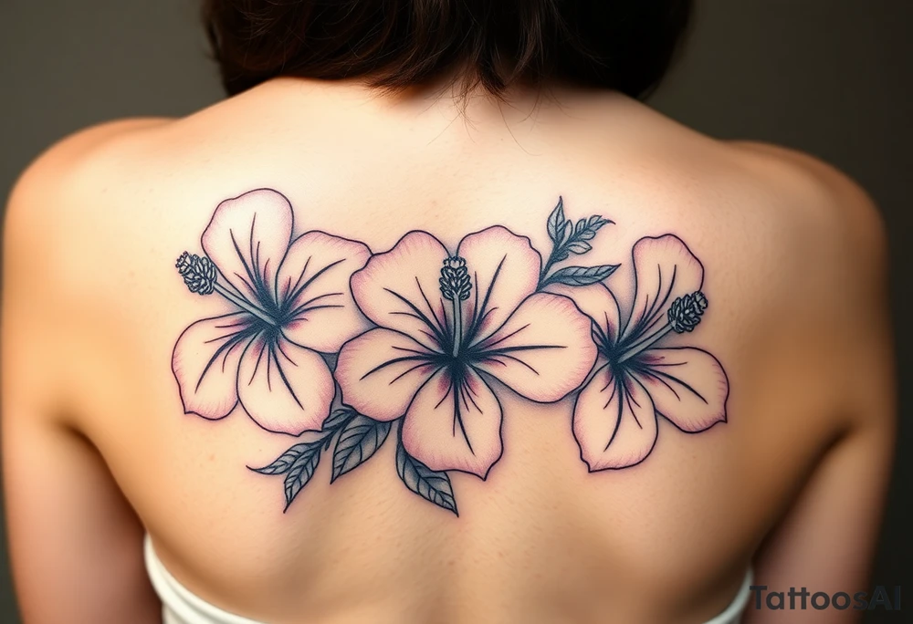 3 hibiscus flowers with flower decor tattoo idea