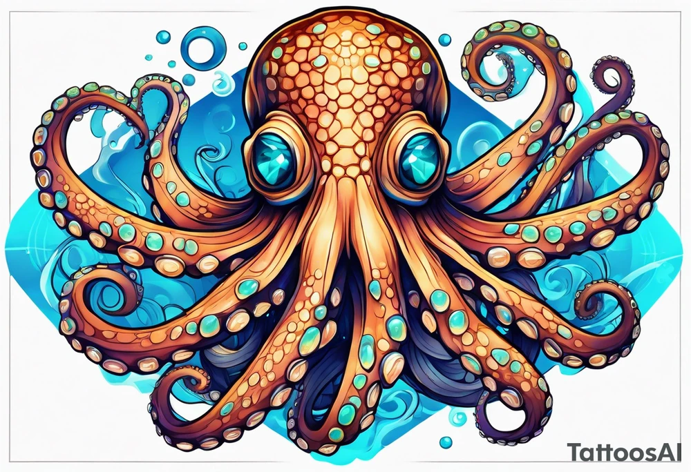 octopus with neon Blue suckers tattoo tattoo idea