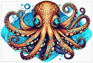 octopus with neon Blue suckers tattoo tattoo idea