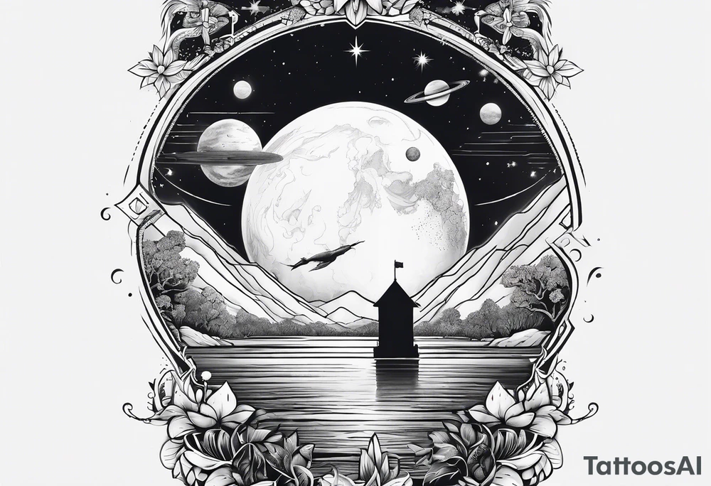 straight line, space, nature tattoo idea