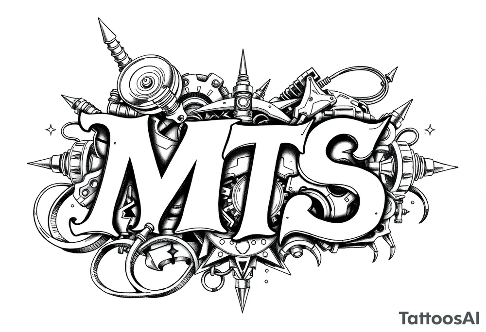 Mechanical style with the letters MTS tattoo idea