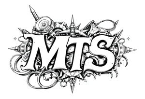 Mechanical style with the letters MTS tattoo idea