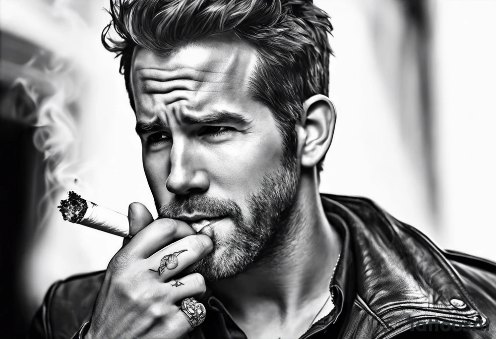 Ryan Reynolds smoking cigarette tattoo idea